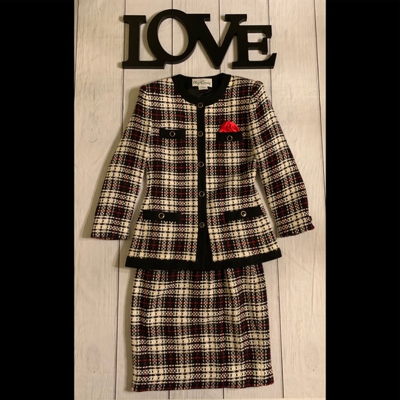 VTG Oleg Cassini Size 8 Wool Blend 2pc Skirt Suit - Picture 8 of 8